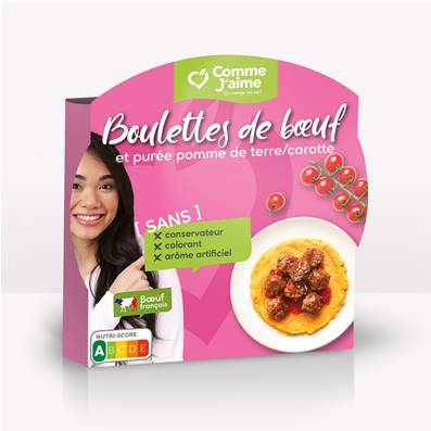 Polpette di manzo con purè di patate e carote